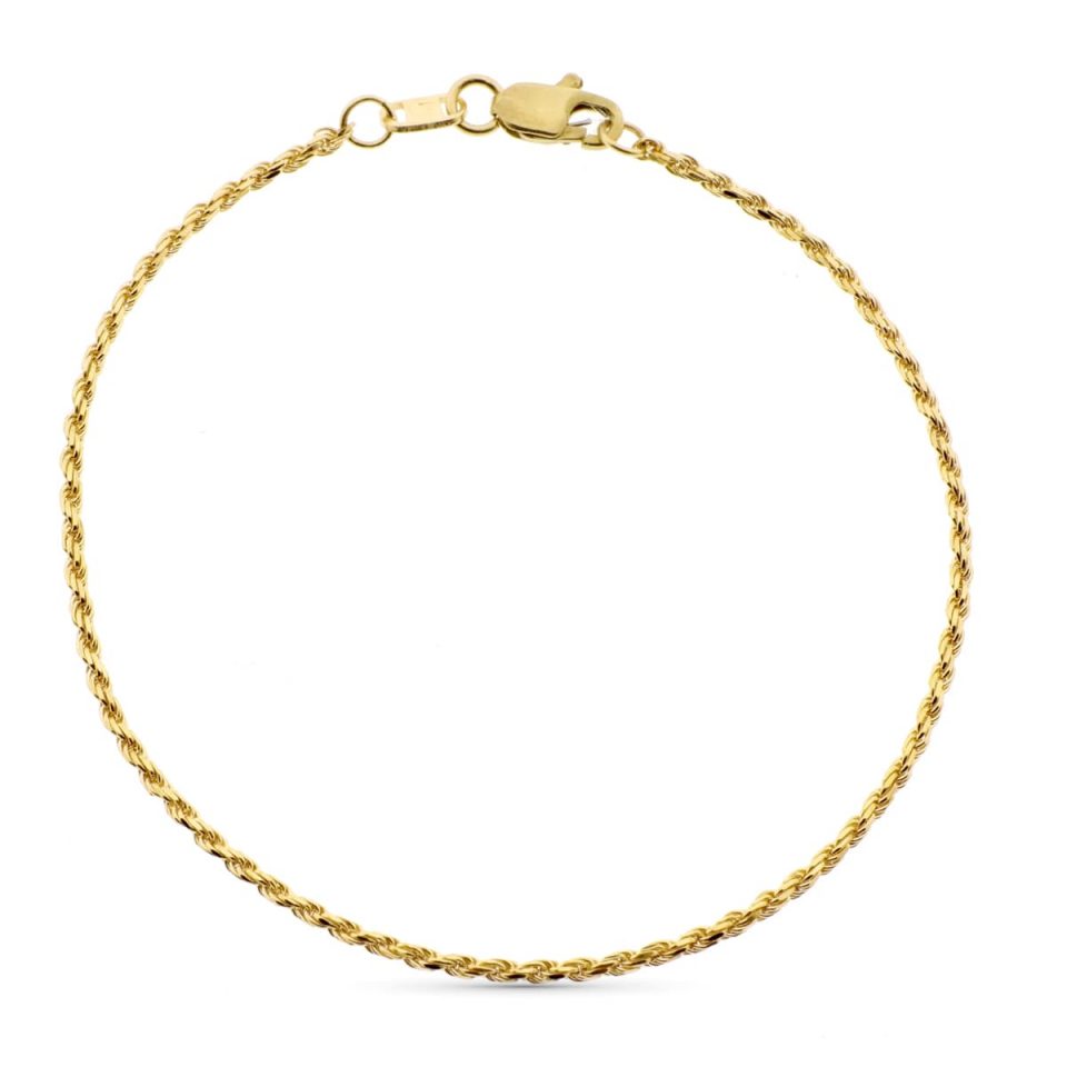 18K PULSERA ORO AMARILLO CORDON SALOMONICO ANCHO 1.5 MM 19 CM