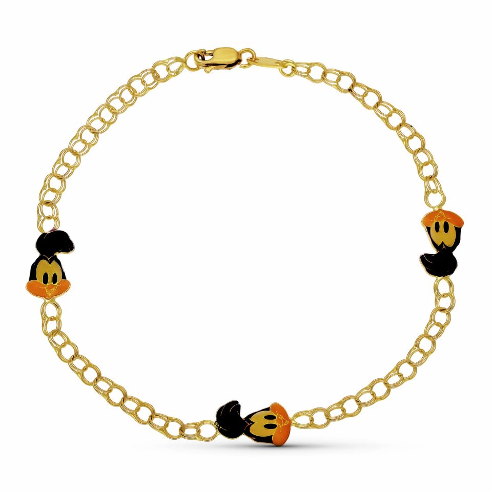 18K PULSERA ORO AMARILLO ESMALTE CORRE CAMINOS. 18 CM