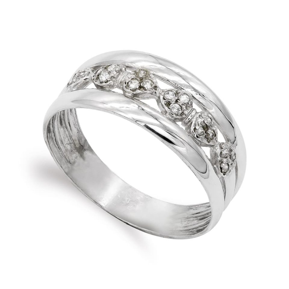 18K SORTIJA ORO BLANCO Y CIRCONITAS