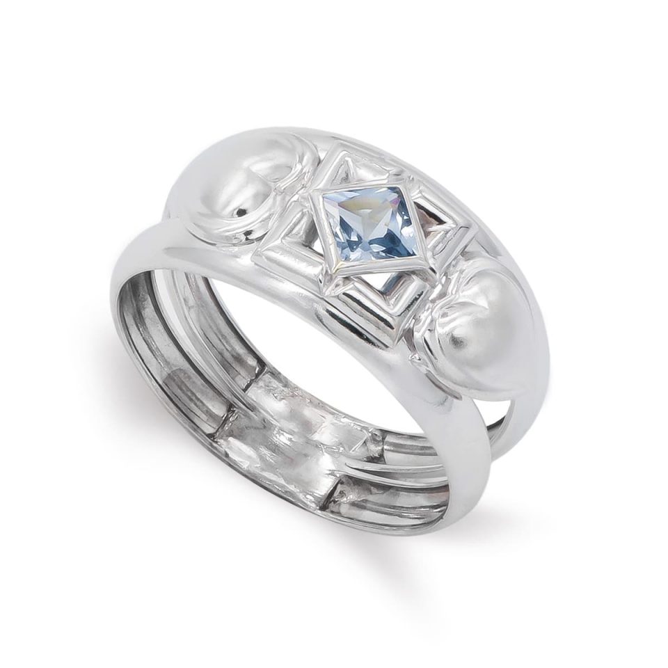 18K SORTIJA ORO BLANCO PIEDRA AGUAMARINA 3.5 MM