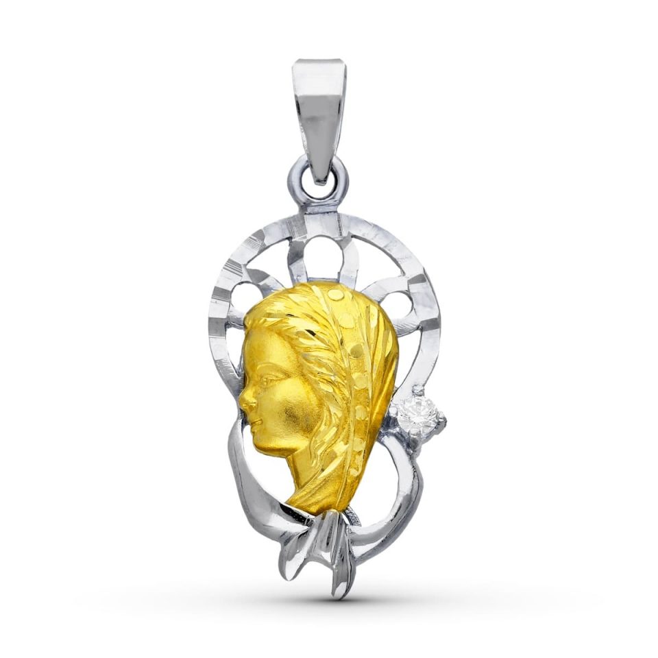 18K MEDALLA ORO BICOLOR VIRGEN NIÑA 25X13 MM