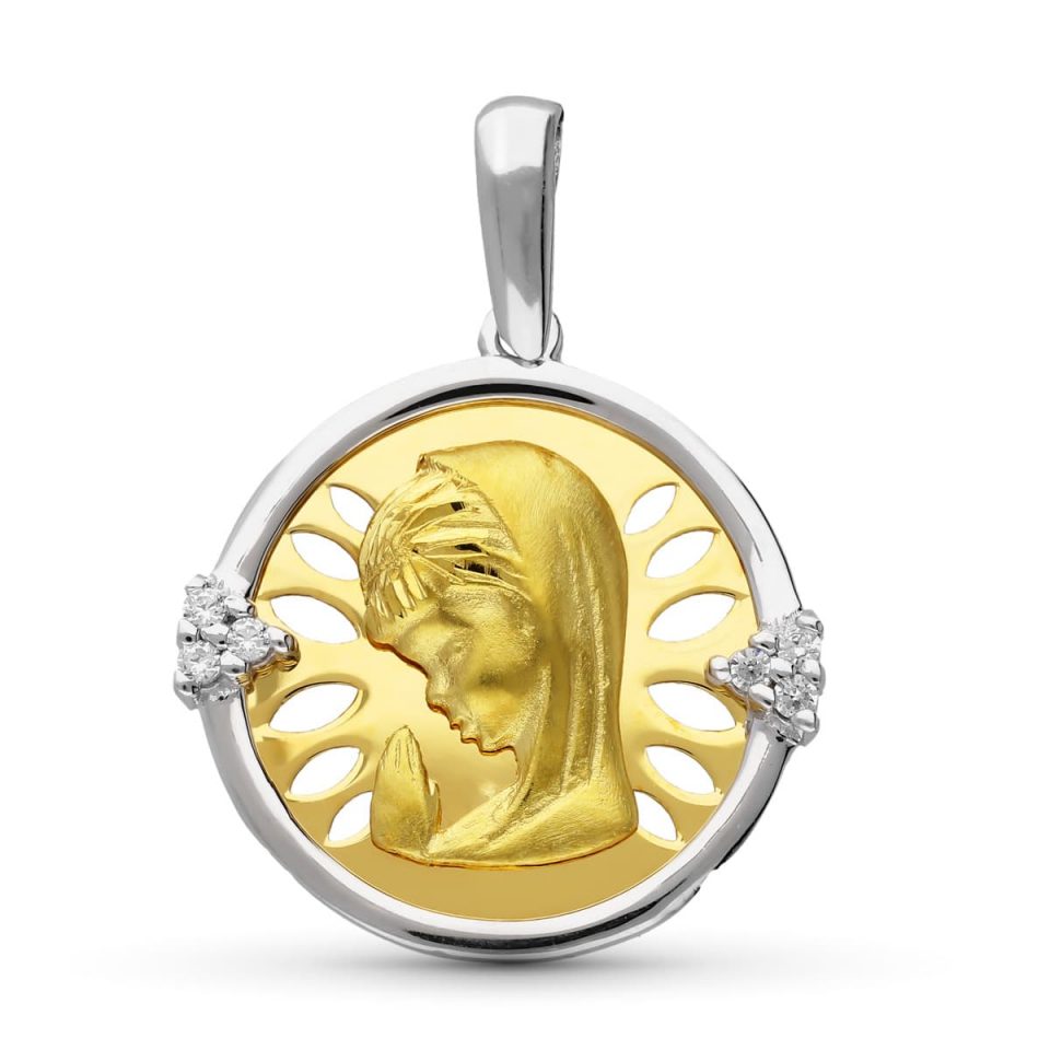 18K MEDALLA ORO BICOLOR VIRGEN NIÑA 21X20 MM