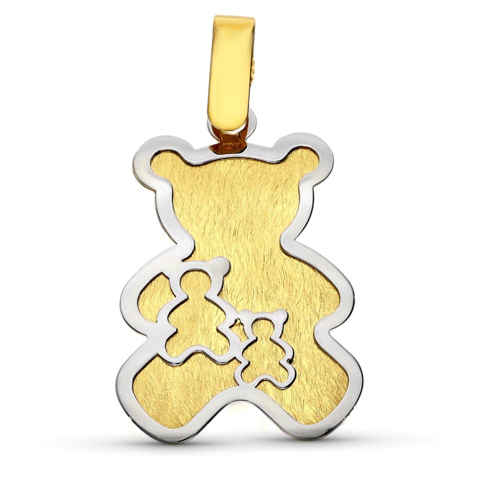 18K COLGANTE ORO BICOLOR OSO CON OSO S 21X10 MM