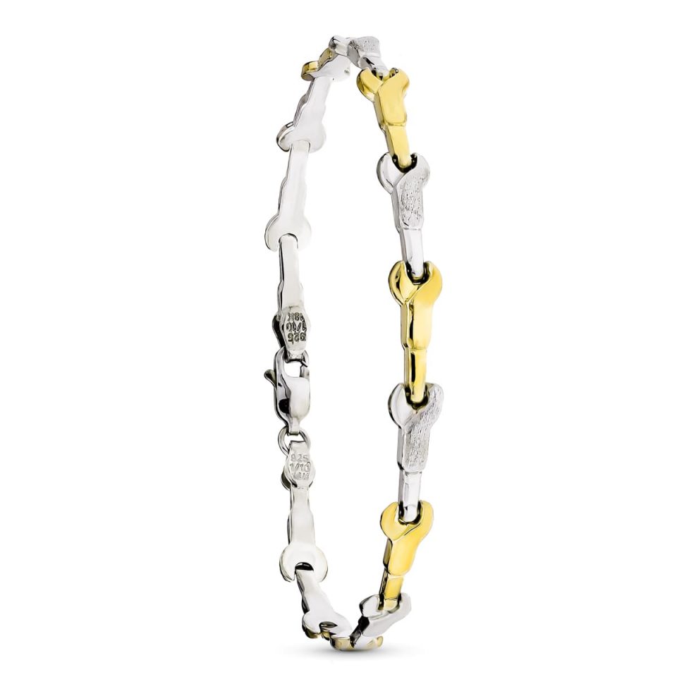 18K PULSERA ESTAMPADA ORO Y PLATA