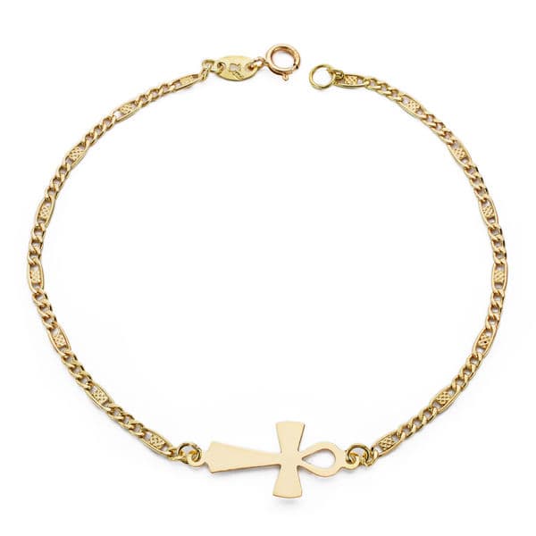 18K PULSERA CRUZ DE LA VIDA 19 CM 1.40 GR