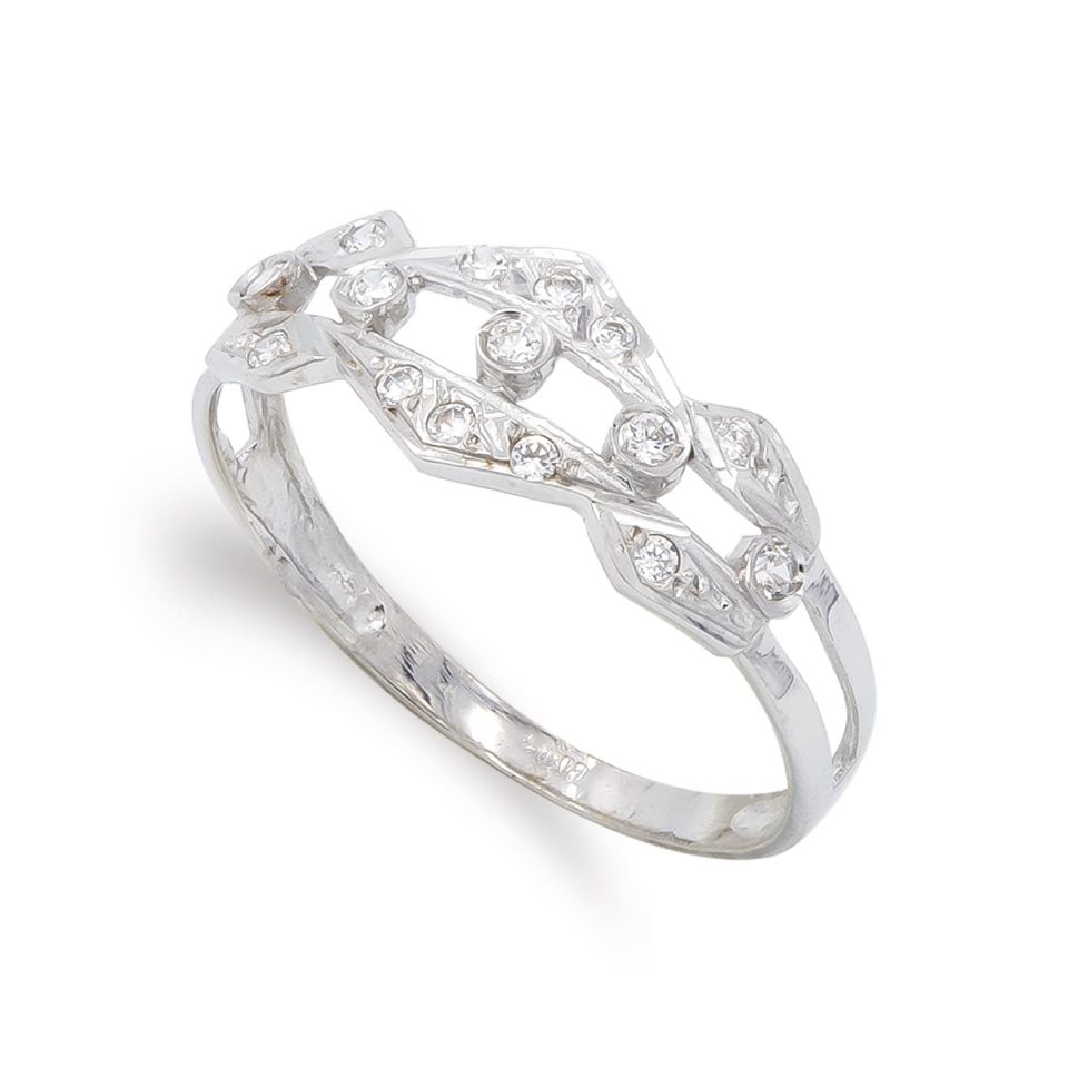 18K SORTIJA ORO BLANCO Y CIRCONITAS