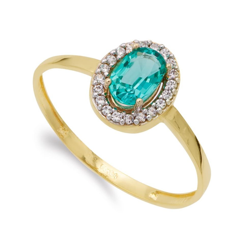 18K SORTIJA FORMA OVAL ESMERALDA 6X4 MM 0.49 QTS.  ANCHO TOTAL 8X6 MM