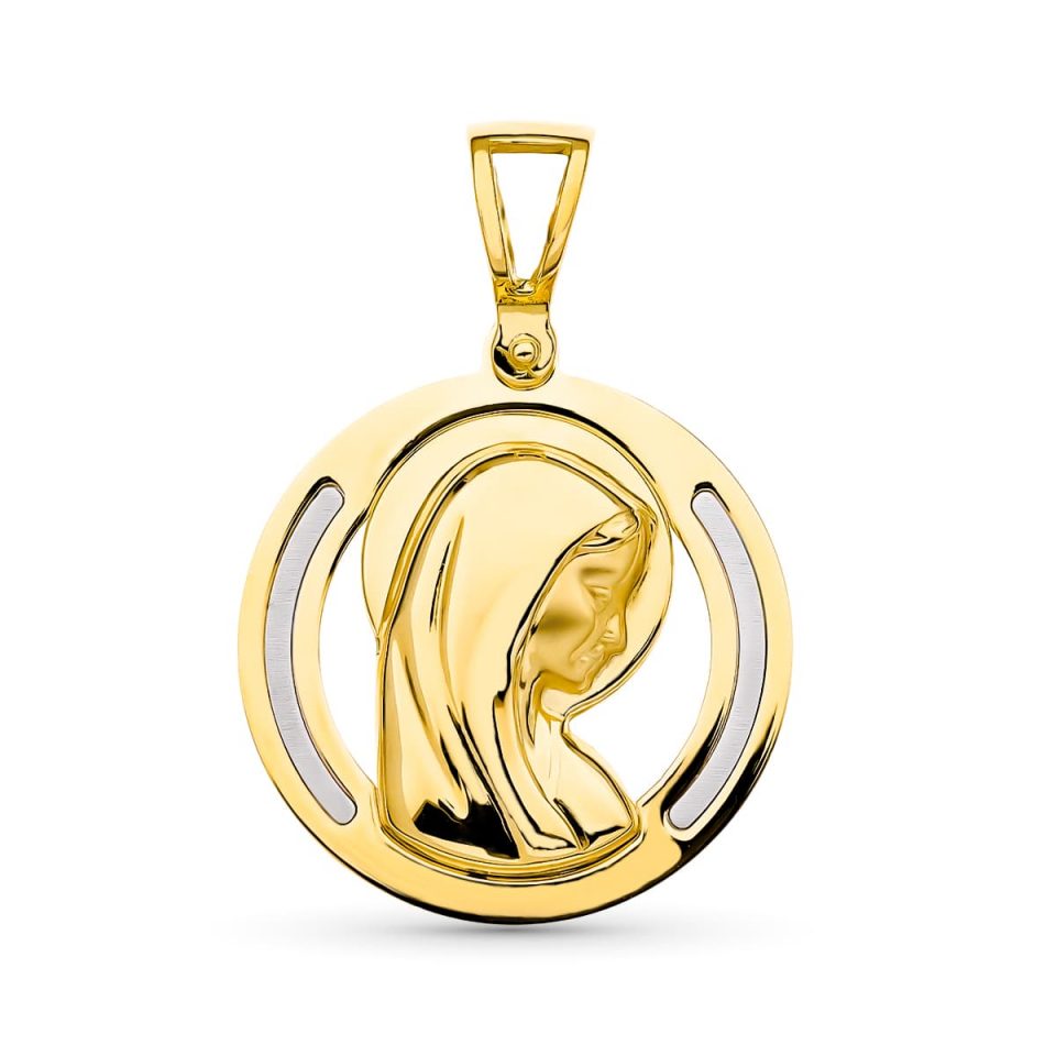 18K MEDALLA ORO BICOLOR VIRGEN NIÑA BICOLOR 19 MM