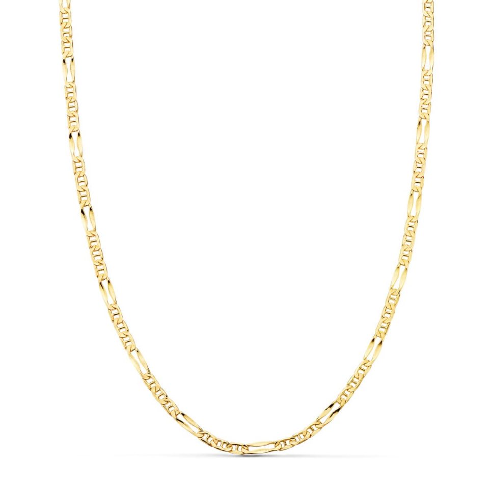 18K CADENA ORO AMARILLO ANCLA 3X1 HUECA LARGO 45 CM ANCHO 2 MM