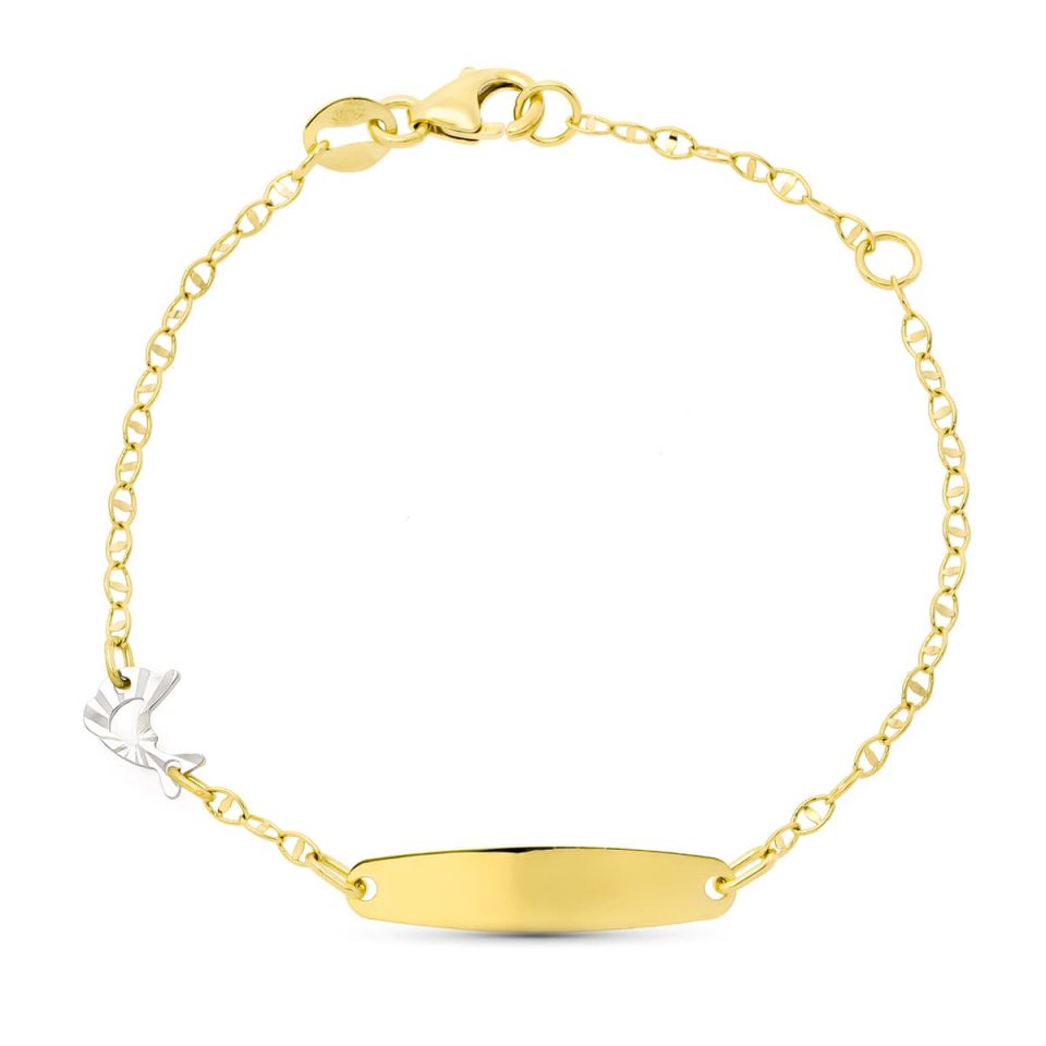 18K ESCLAVA ORO BICOLOR DELFIN 14 CM