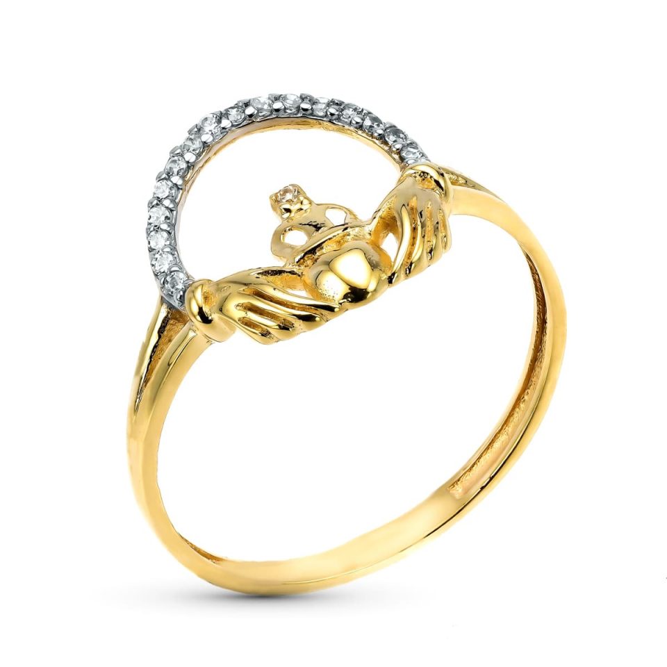 9K SORTIJA ORO AMARILLO CLADAGH IRLANDES ANCHO TOTAL 12 MM